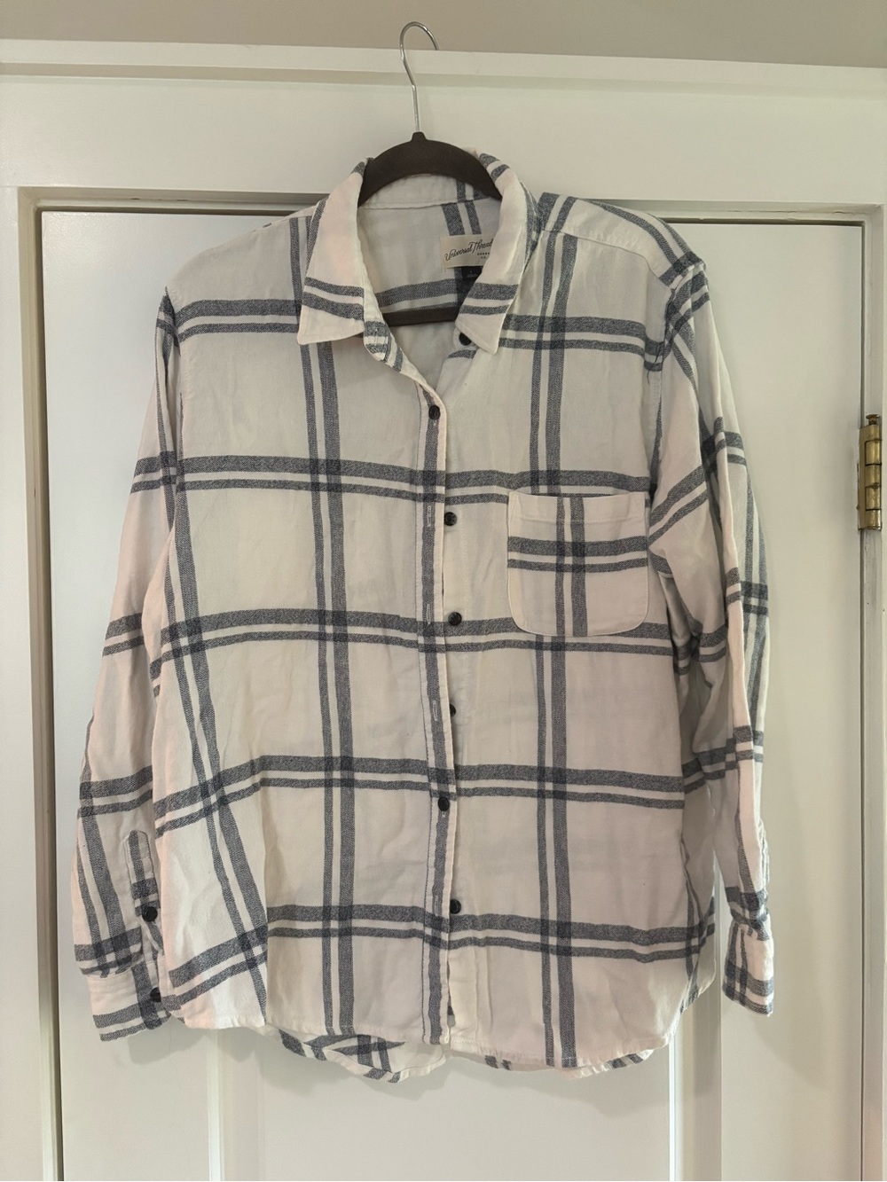 Universal Thread Light Pink and Navy Plaid Button-Down Shirt